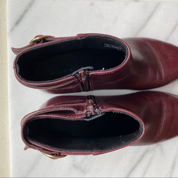 Zara Girl’s Leather Burgundy short Booties - Picture 4 of 7